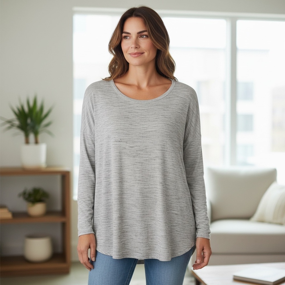 LOFT Heather Gray Long Sleeve Top